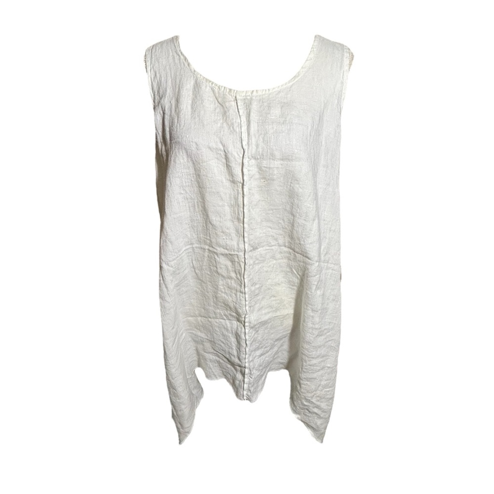 Women’s Threads White 100% Linen Tank Dress with Asymmetrical Side Hem Size XL